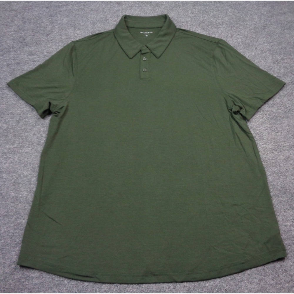 Mott & Bow Polo Shirt Mens XL Green Solid Pima Cotton Short Sleeve Top